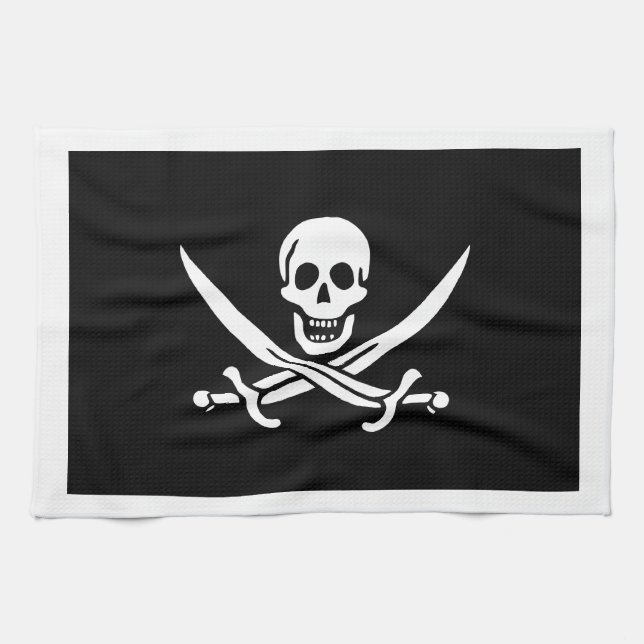 Linge De Cuisine Jack Rackham; drapeau Jolly roger; pirate (Horizontal)