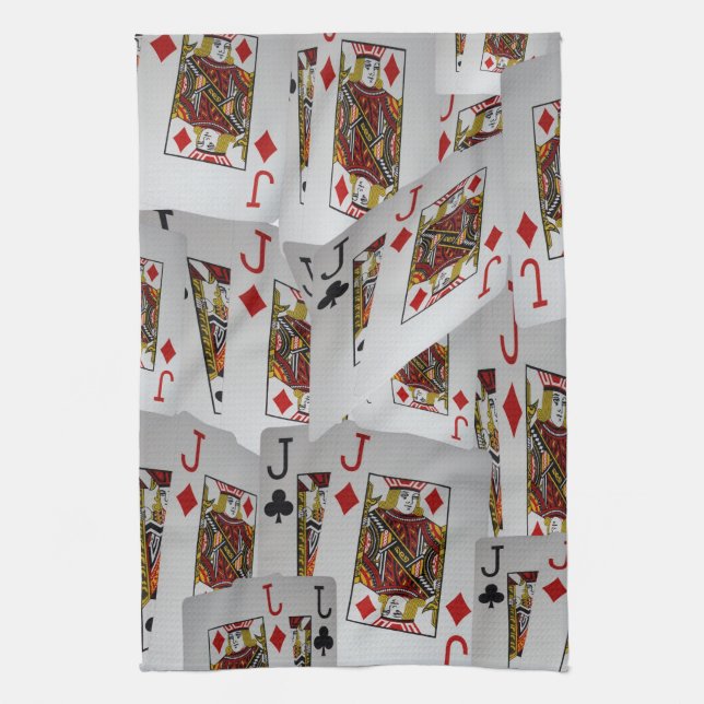 Linge De Cuisine "Jack’s Wild : A Scatter of Poker Cards" (Vertical)