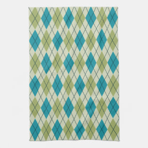 Linge De Cuisine Jacquard vert et bleu