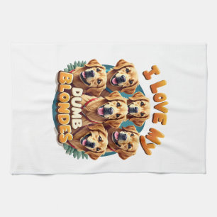 Linge De Cuisine J'adore mes Golden Retrievers Blondes Idiotes Vint