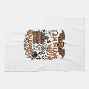 Linge De Cuisine J'aime Halloween Maison Hantée Squelette Citrouill