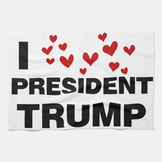 Linge De Cuisine J'aime les coeurs du président Trump (Horizontal)