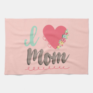 Linge De Cuisine J'aime maman assez rose