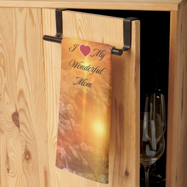 Linge De Cuisine J'aime maman, Noël d'or, (Pliage en tiers)