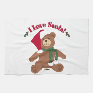 Linge De Cuisine J'Aime Père Noël ! Ours en peluche de Noël