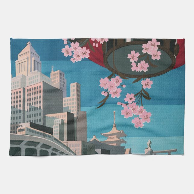 Linge De Cuisine Japon Tokyo Vintage Japonais affiche de voyage (Horizontal)