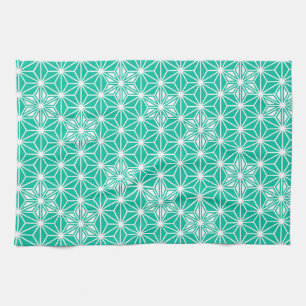 Linge De Cuisine Japonais Asanoha motif - bleu paon