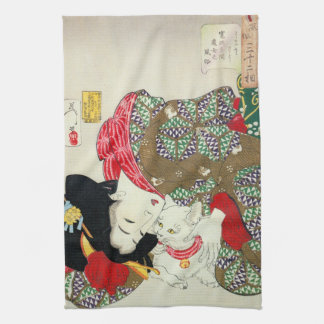 Linge De Cuisine Japonaise avec Chat, Tsukioka Yoshitoshi