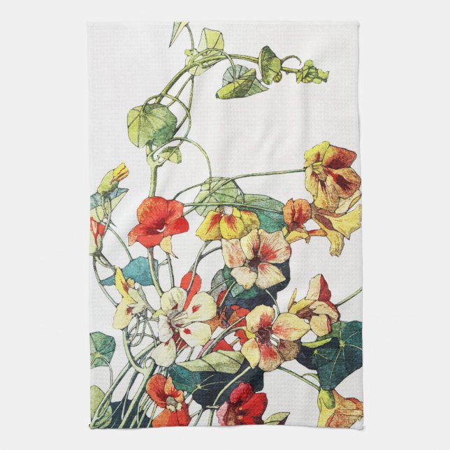 Linge De Cuisine Jardin Art Nouveau Fleurs de Nasturtium (Vertical)