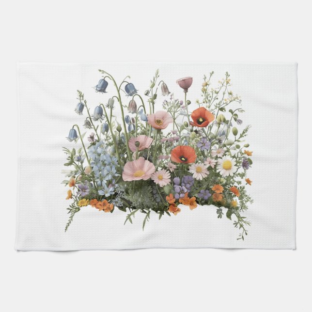 Linge De Cuisine Jardin botanique de fleurs de prairie fleurie (Horizontal)