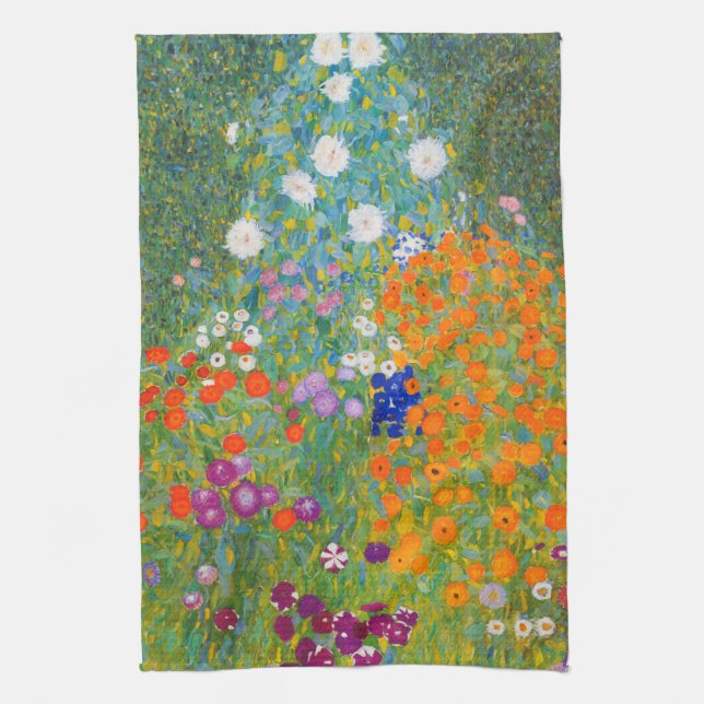Linge De Cuisine Jardin des fleurs par Gustav Klimt (Vertical)