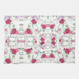 Linge De Cuisine Jardin Floral Élégant Bourgogne & Lavande Rose