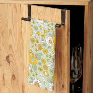 Linge De Cuisine Jardin Floral Jaune Motif
