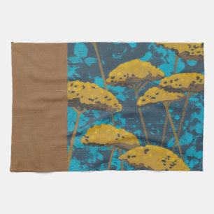 Linge De Cuisine Jardin Golden Yarrow avec Arrière - plan bleu