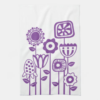 Linge De Cuisine Jardin moderne à fleurs violettes rétro