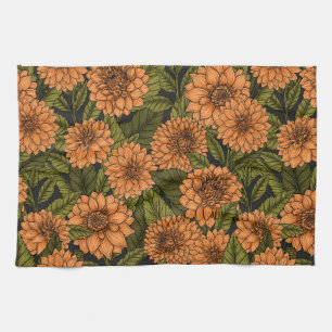Linge De Cuisine Jardin Orange Dahlia