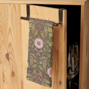 Linge De Cuisine Jardin sauvage sur café brun