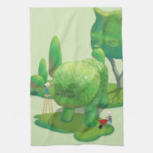 Linge De Cuisine Jardiniers de chats Topiaire vert Animal Surréalis
