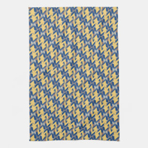 Linge De Cuisine Jaune + Argent Bleu Triangulars Motif