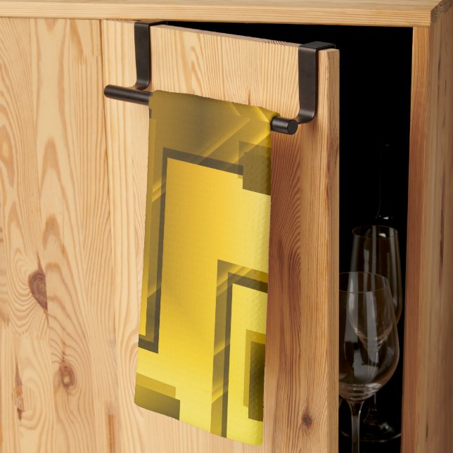 Linge De Cuisine Jaune doré Abstrait (Pliage en tiers)