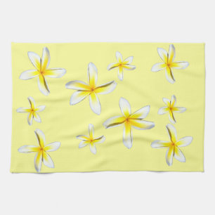 Linge De Cuisine Jaune et blanc de Plumeria d'Hawaï