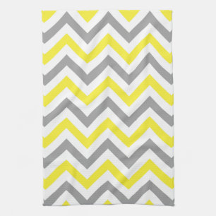 Linge De Cuisine Jaune, Gris Dk What Grand Motif Chevron ZigZag