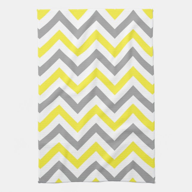 Linge De Cuisine Jaune, Gris Dk What Grand Motif Chevron ZigZag (Vertical)