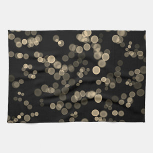 Linge De Cuisine Jaune noir Abstrait Bubble Motif Bokeh