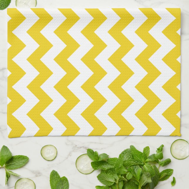 Linge De Cuisine Jaune Zigzag, Jaune Chevron, Motif géométrique (Plié)