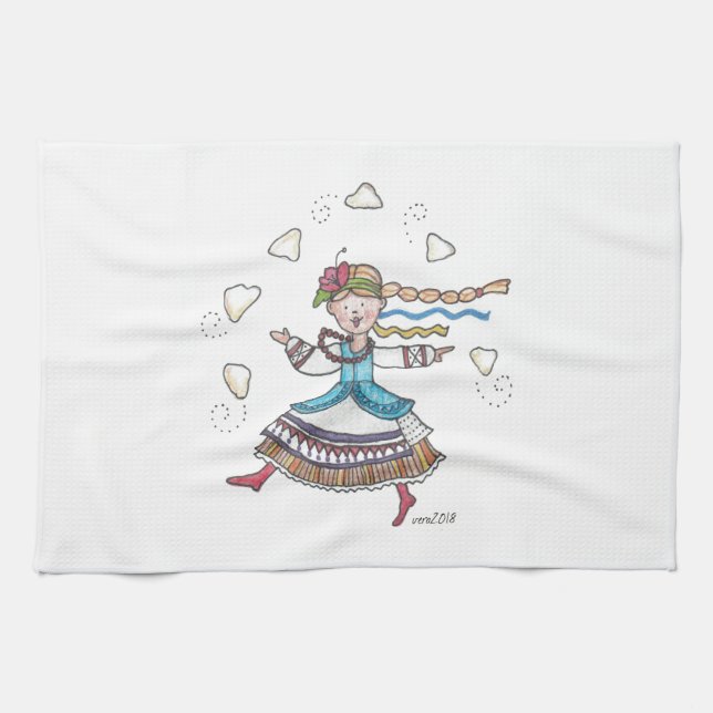 Linge De Cuisine Je danse pour Perogies, Pierogies, Ukrainien (Horizontal)