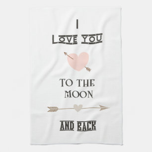Linge De Cuisine Je t'aime à la lune et au dos