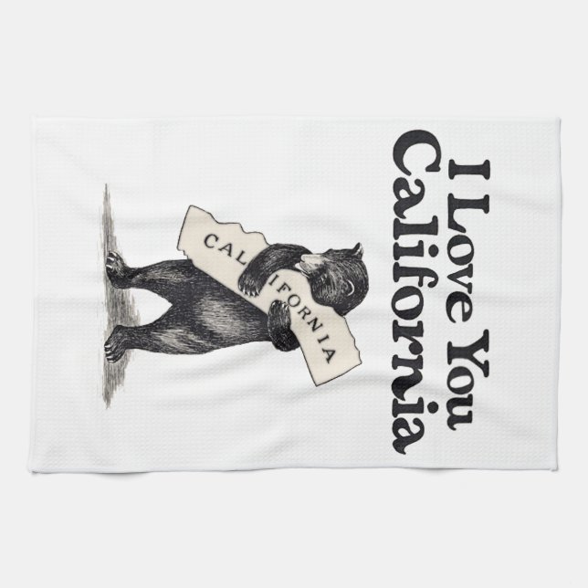 Linge De Cuisine Je t'aime étreinte d'ours de la Californie (Horizontal)