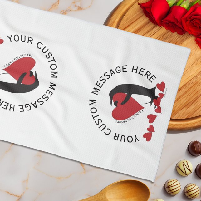 Linge De Cuisine Je T'Aime Plus ! Coeur rouge pingouin (Créateur téléchargé)