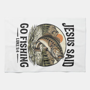 Linge De Cuisine Jésus a dit allez pêcher Vintage Bass Chrétien
