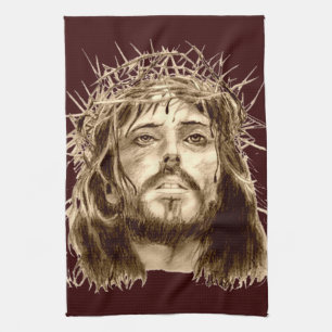 Linge De Cuisine Jésus-Christ avec une couronne d'épines