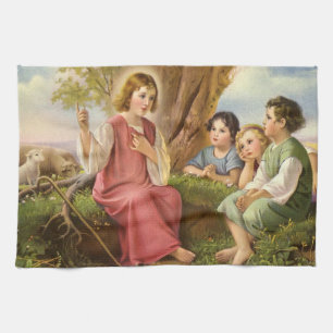 Linge De Cuisine Jésus Christ Enseigner les enfants, Religion Vinta