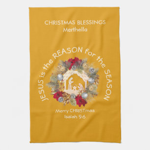 Linge De Cuisine JÉSUS EST LA RAISON DE Noël Jaune Personnalisé