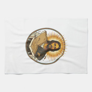 Linge De Cuisine Jésus Trompé Par Une Boîte De Pizza Vide Humour De
