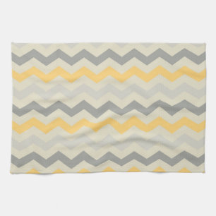 Linge De Cuisine Jeu de cuisine Zig Zag Gris et Jaune Chevron Strip