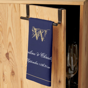 Linge De Cuisine Jeune marié ou Cadeau de mariage Élégant Monogramm