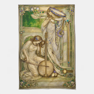 Linge De Cuisine Jeunes Filles Musiciennes Art Nouveau Illustration