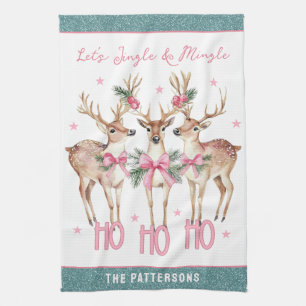 Linge De Cuisine Jingle et Mingle de rennes de Noël personnalisés