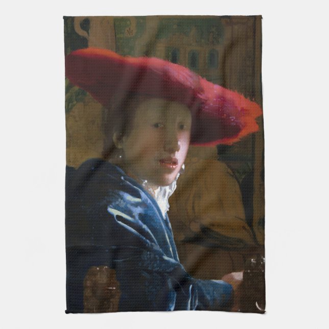 Linge De Cuisine Johannes Vermeer - Fille avec un Casquette rouge (Vertical)