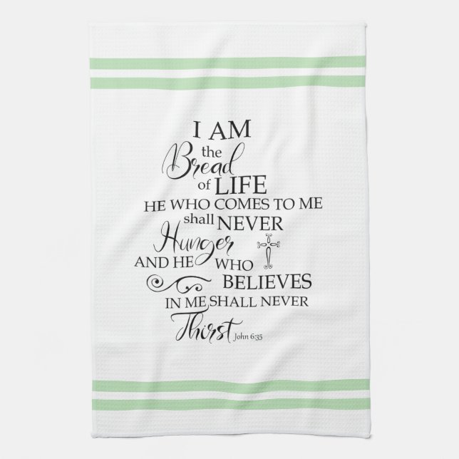 Linge De Cuisine John 635 Pain de Vie vert doux Inspirationnel (Vertical)
