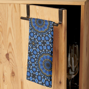 Linge De Cuisine Joli Blue & Gold Dot Art Motif Floral