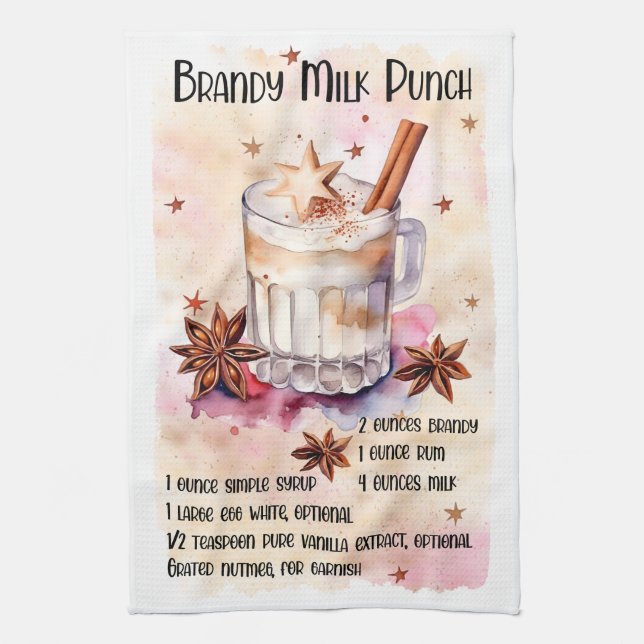 Linge De Cuisine Joli Brandy Milk Punch Christmas Drink Recette (Vertical)