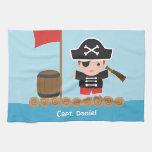 Linge De Cuisine Joli capitaine pirate océanique garçon de radeau