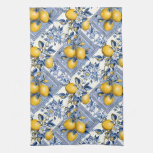 Linge De Cuisine Joli carreau de Talavera tout-imprimé aux citrons