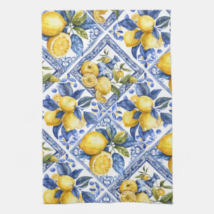 Linge De Cuisine Joli Carreaux Talavera Tout-En-Tête Citrons Imprim