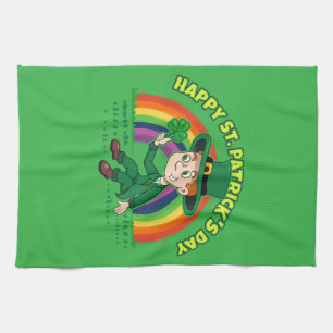 Linge De Cuisine Joli dessin animé leprechaun avec shamrock et arc-